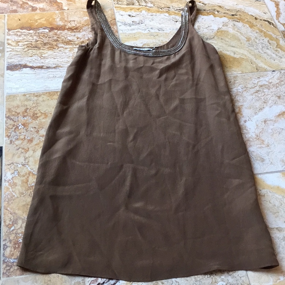 Tangerine NYC 100% silk embellished tank dress